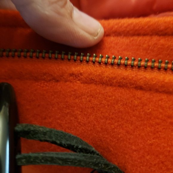 Banana Republic Wool Pea Coat sz M Leather toggle closure zipper Blood Orange - Picture 9 of 9